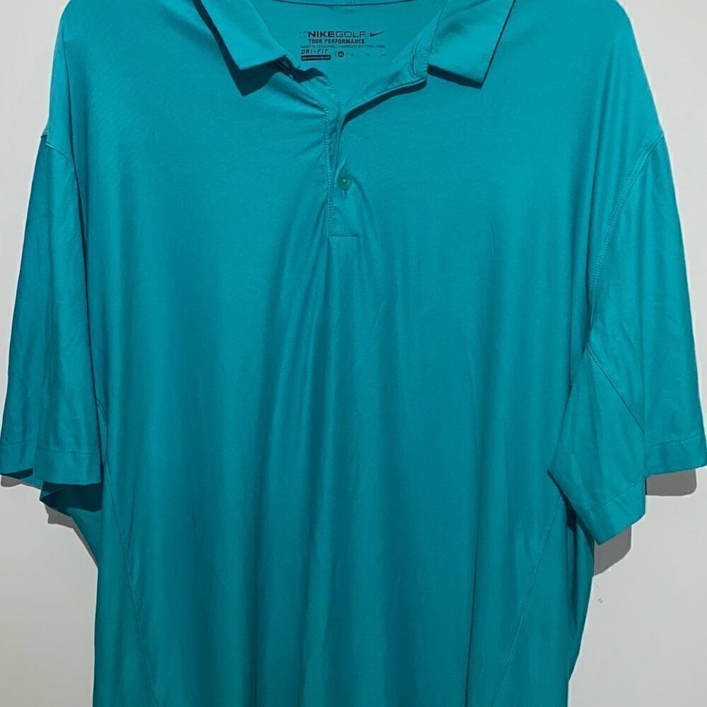 Nike Golf Men's Blue Green Tour Performance Dri Fit Short Sleeve Polo Size XL